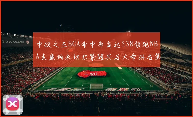 中投之王SGA命中率高达538领跑NBA麦康纳米切尔紧随其后大帝排名第七